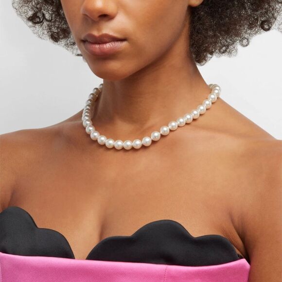 Majorica Pearl-Strand Necklace with Crystal Embellished Clasp - Picture 2 of 10